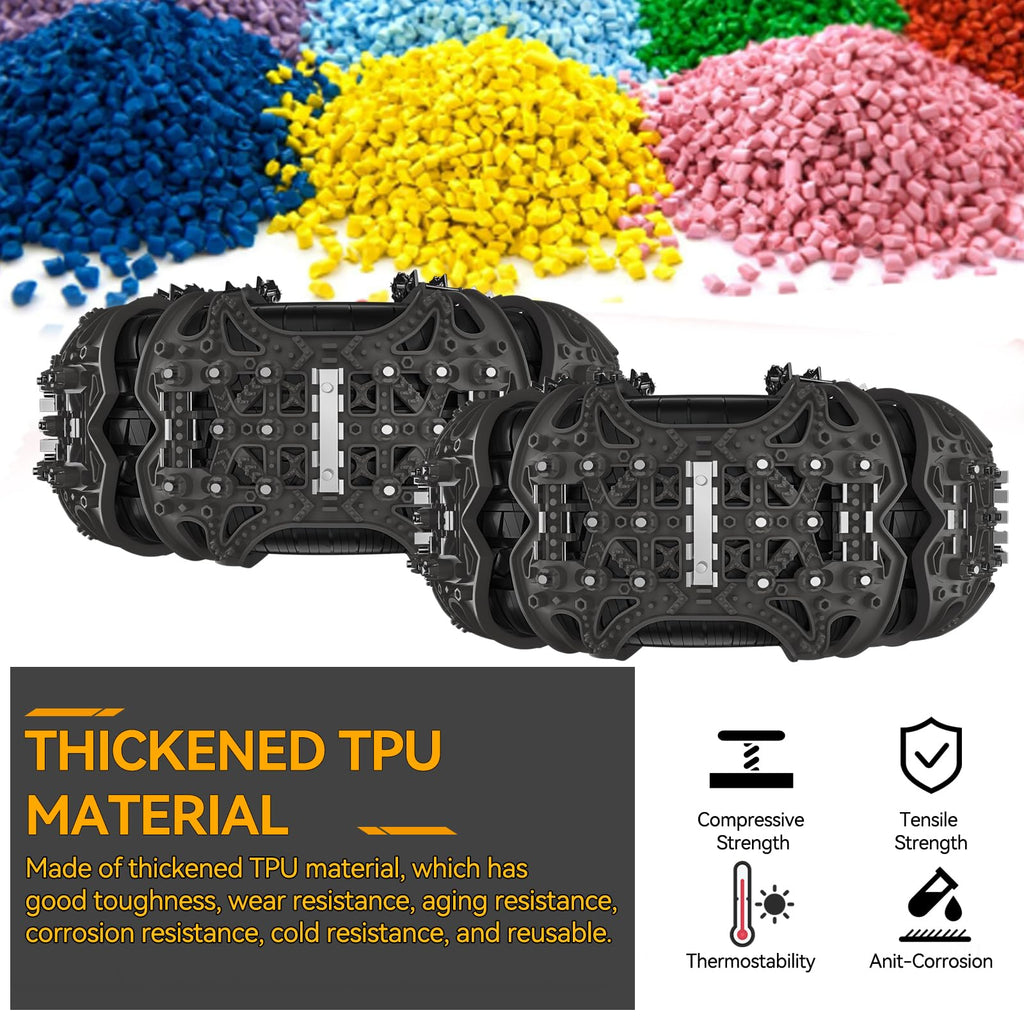AUTOXBERT Upgraded Tire Snow Chains for Cars, Anti-Slip TPU Snow Chains