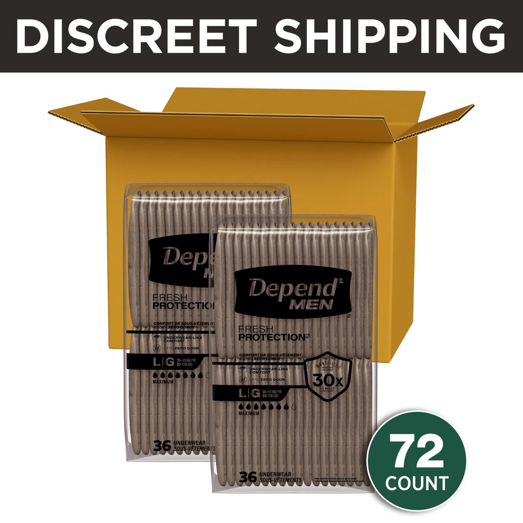 Depend Fresh Protection Adult Diapers for Men, Large, 72 Count