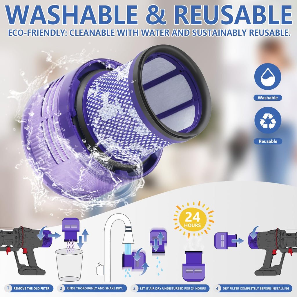 Keluke 3 Pack V9 Filter Replacement Compatible with Dyson Digital Slim SV57 SV18