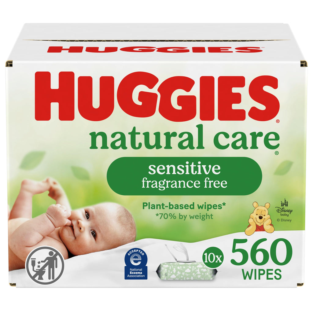 10 Flip-Top Packs Huggies Natural Care Sensitive Baby Wipes, Unscented,