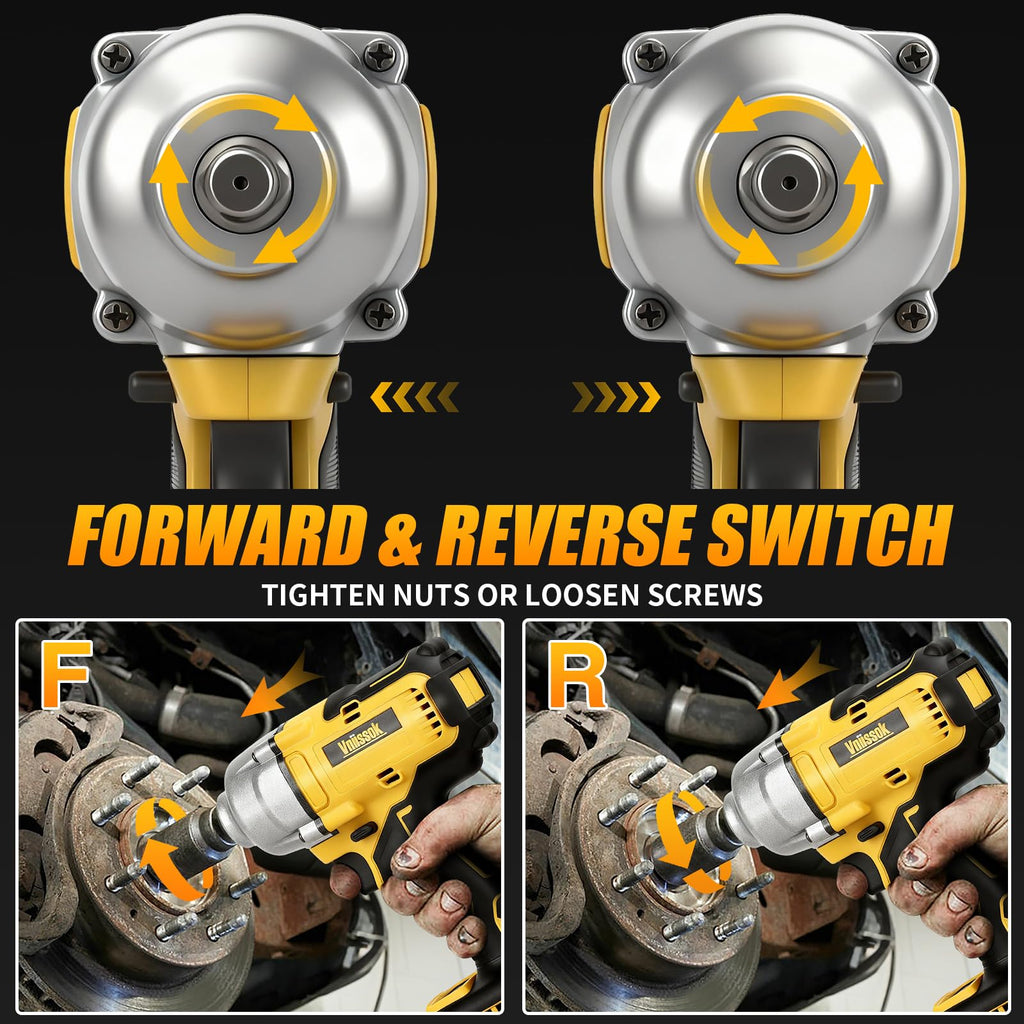 Cordless Impact Wrench 1/2 inch for Dewalt 20V Battery, 1000N.m Impact Driver