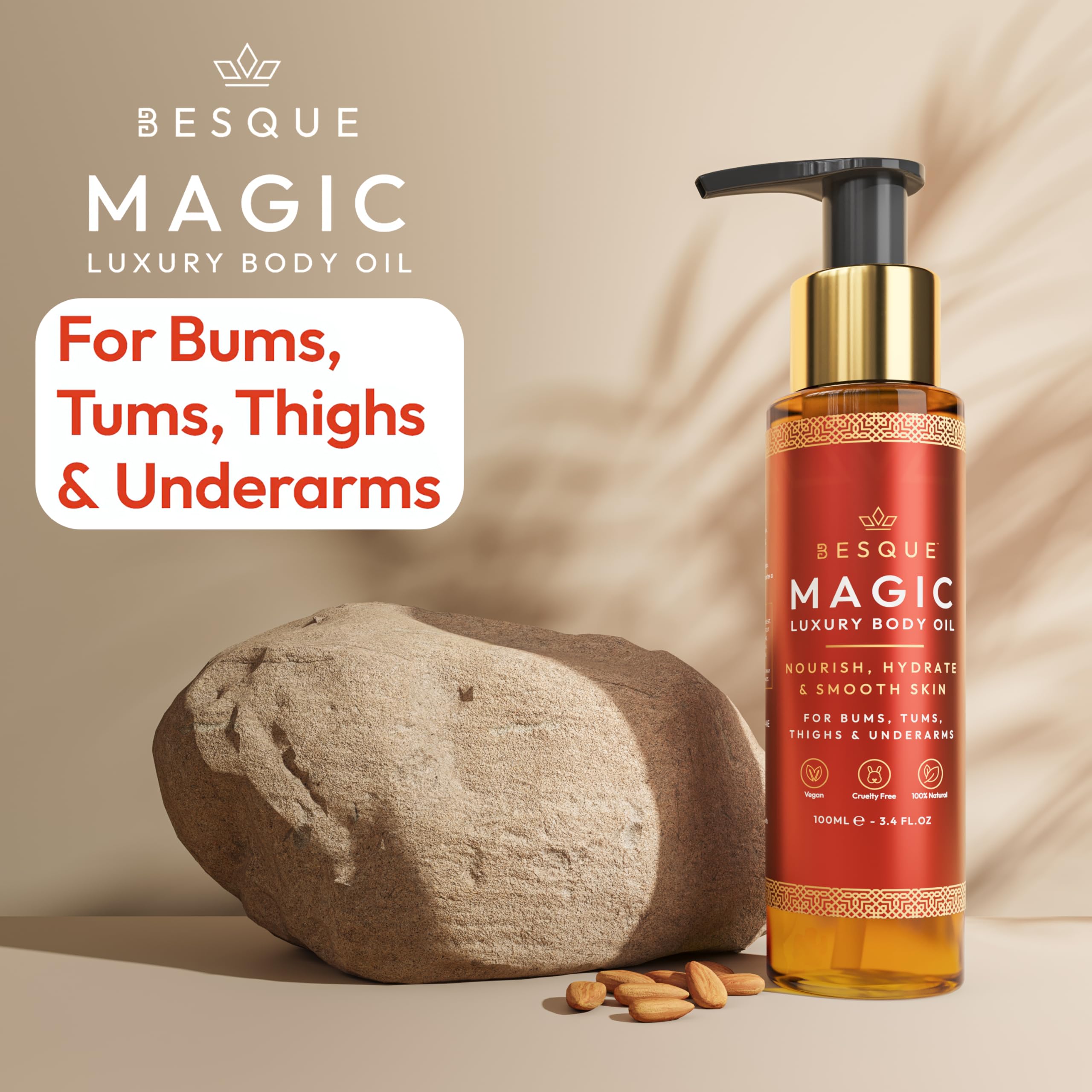 Besque Original Magic Body Oil, 3.4 FL OZ, After Shower Body Oil For Women,