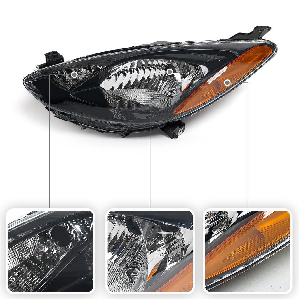 Huray Halogen Headlight Assembly for Mazda 2 2011 2012 2013 2014 LH Projector