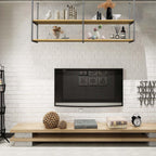 47.2" Industrial Ceiling Hanging Shelf 2 Layer Wine Rack Kitchen Wood Mount