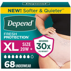 Depend Fresh Protection Adult Diapers for Women, XL, 68 Count