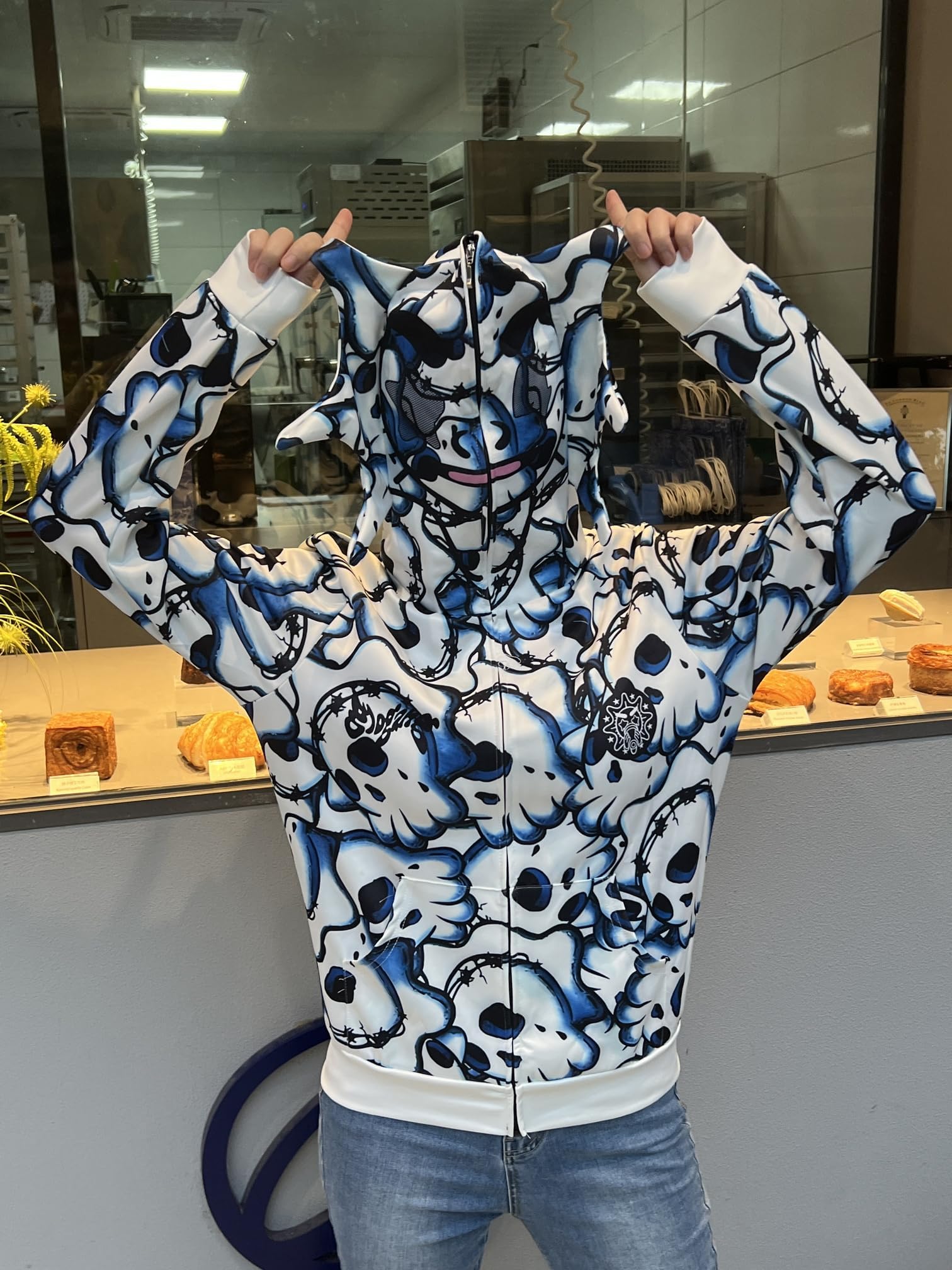 X- Large White OATSBAS Retro Lazy Style Hoodie for Men Women Fun Multi Angle