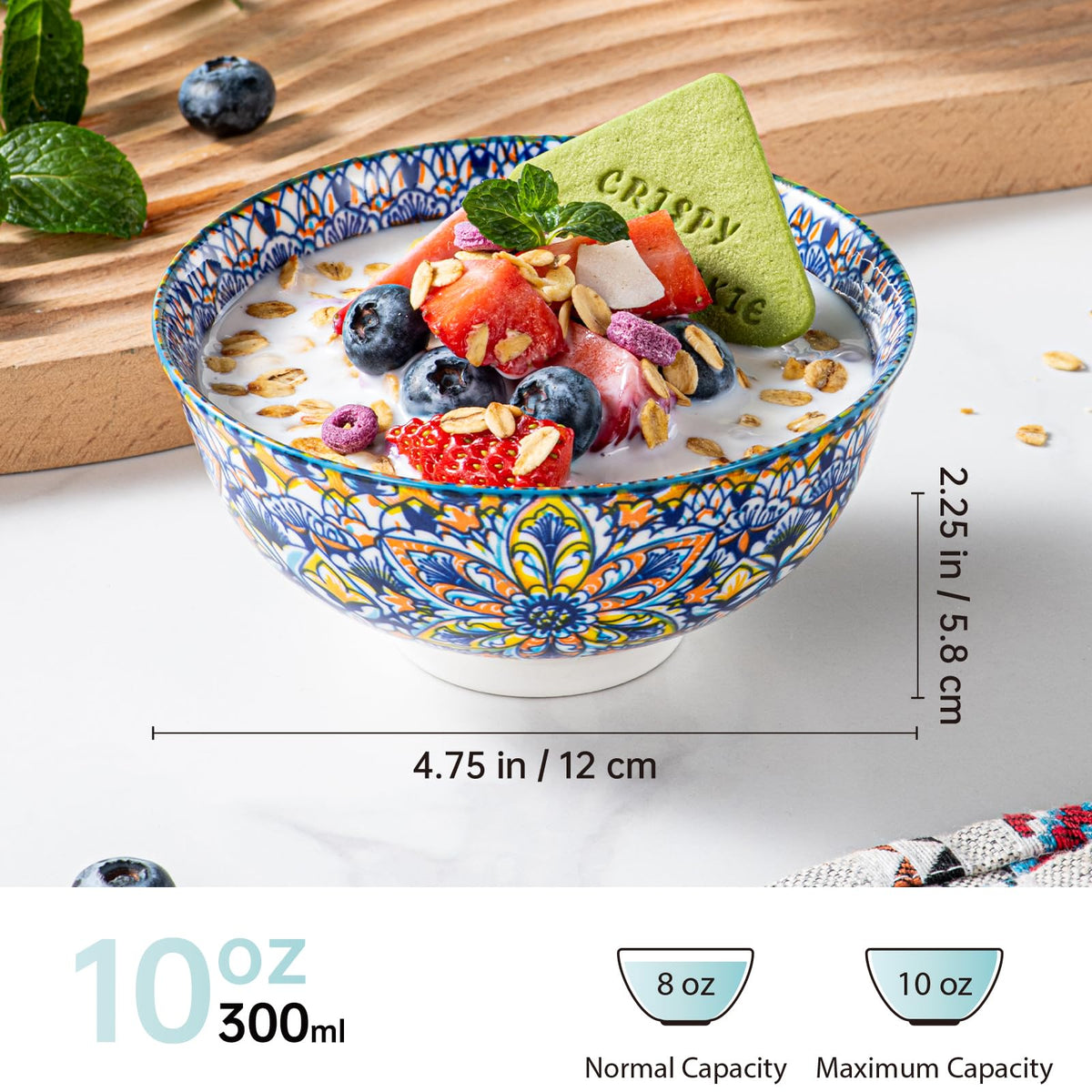6 Pack HENXFEN LEAD Small Dessert Bowls – 10 oz Boho Ceramic Bowls for Ice