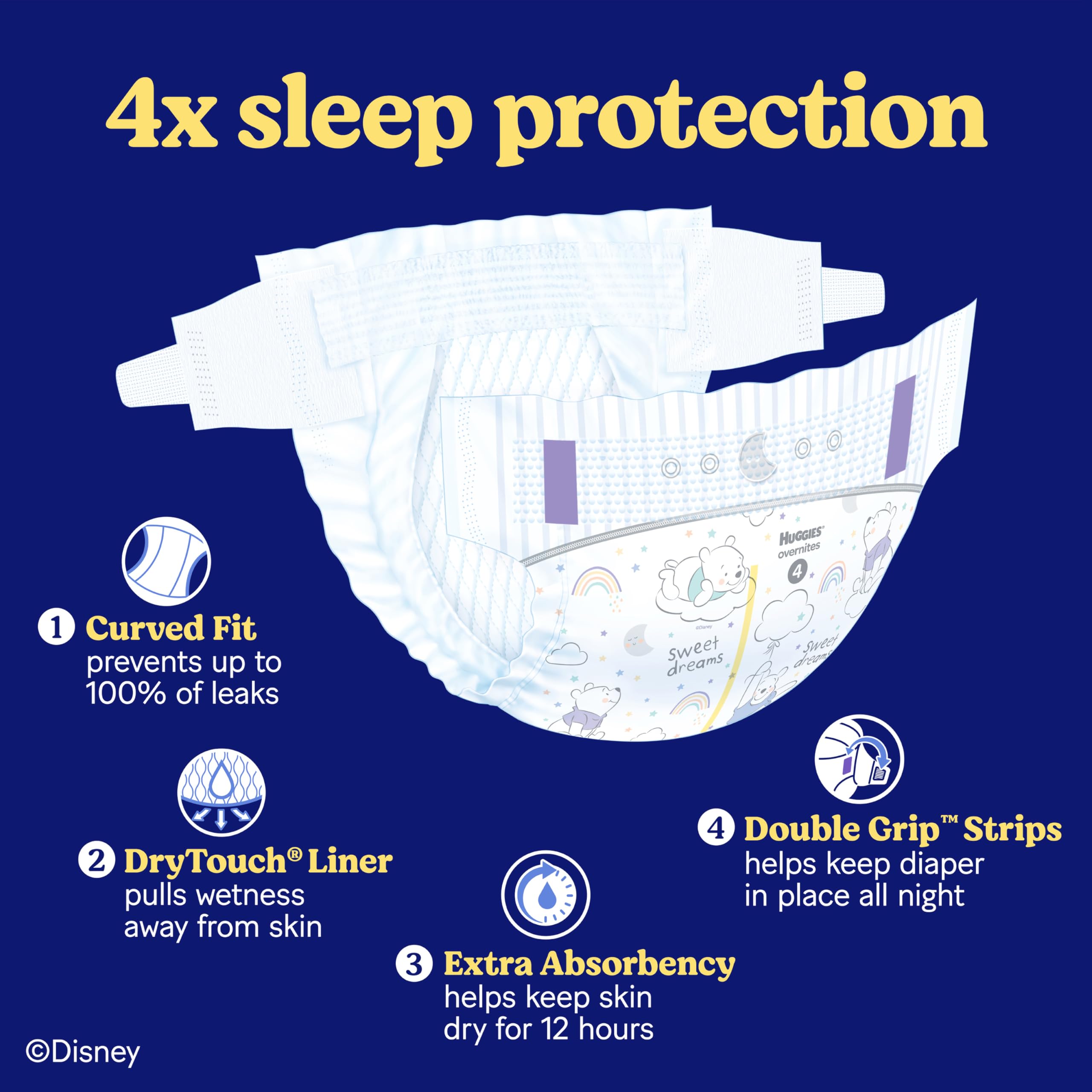 33 Count Huggies Overnites Size 3 Overnight Diapers (16-28 lbs),  Packaging May