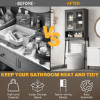 Over The Toilet Storage Cabinet with Tempered Glass Doors & Adjustable Shelf,