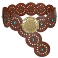 XZQTIVE Western PU Leather Belts for Woman Concho Cowgirl Cowboy Disc Belt for