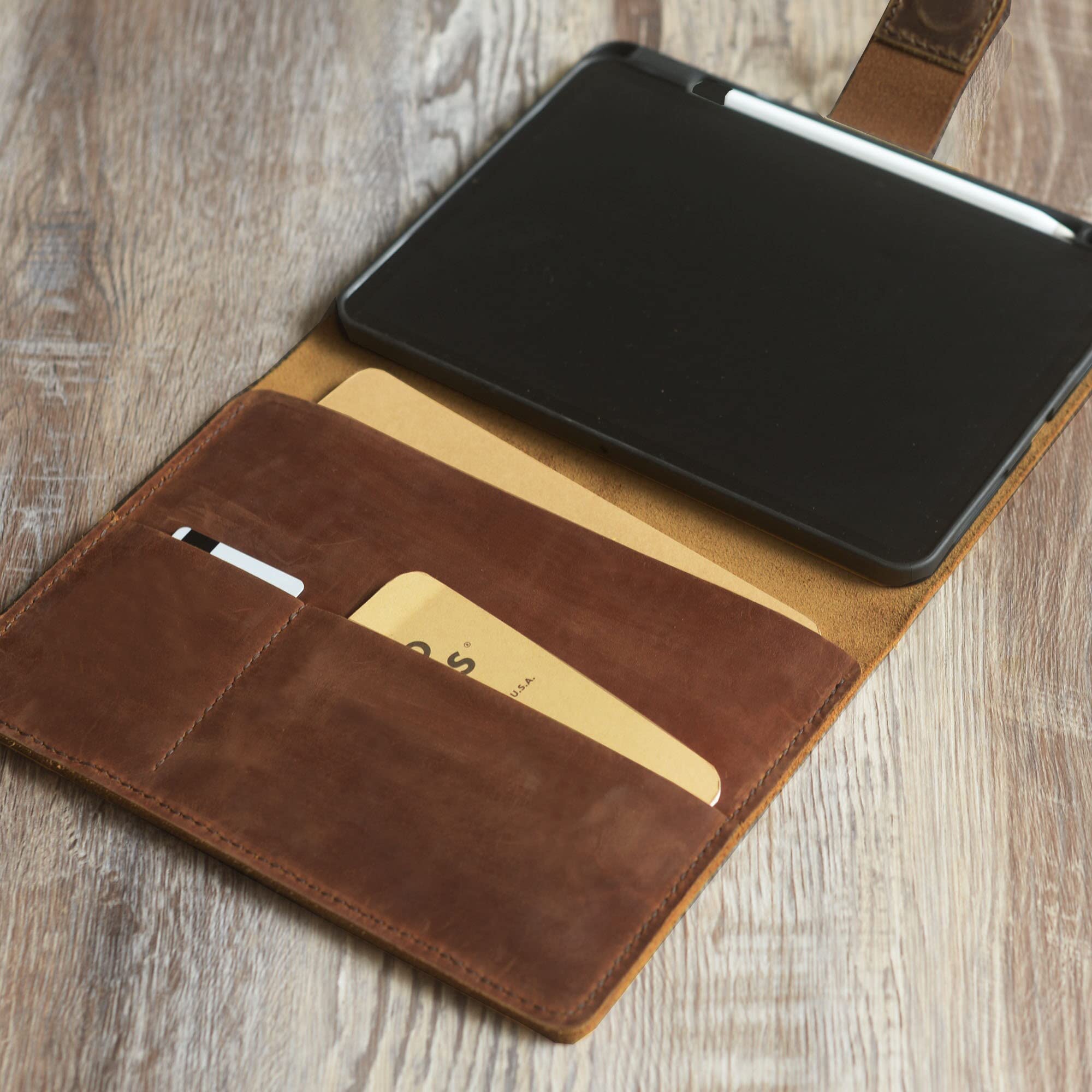 Personalized leather magnetic ipad pro 12.9 case, leather ipad air 5th