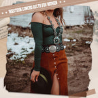 XZQTIVE Western PU Leather Belts for Woman Concho Cowgirl Cowboy Disc Belt for