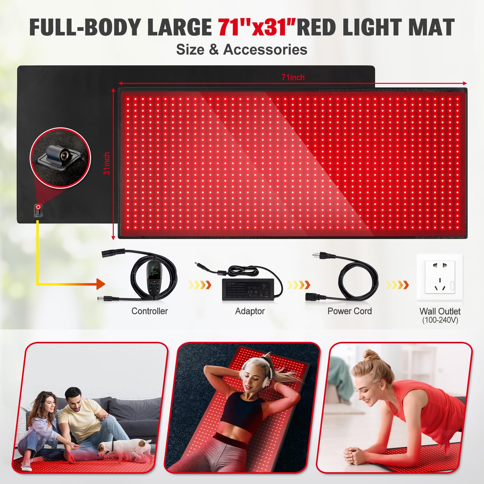 Red Light Therapy for Body, 660nm 850nm Infrared Light Therapy Pad, Wearable