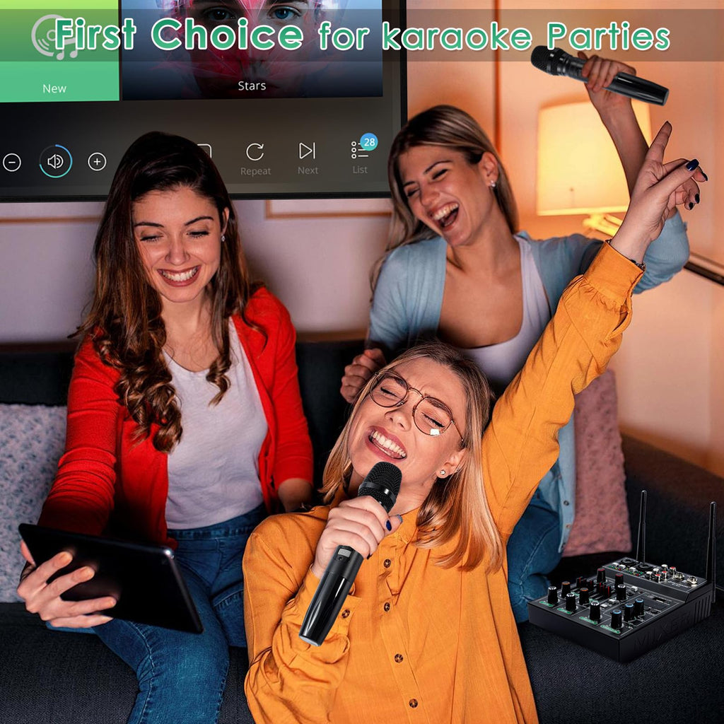 Pro 5 Channel Audio Mixer Mic Set for Live Streaming, Family Karaoke, Studio