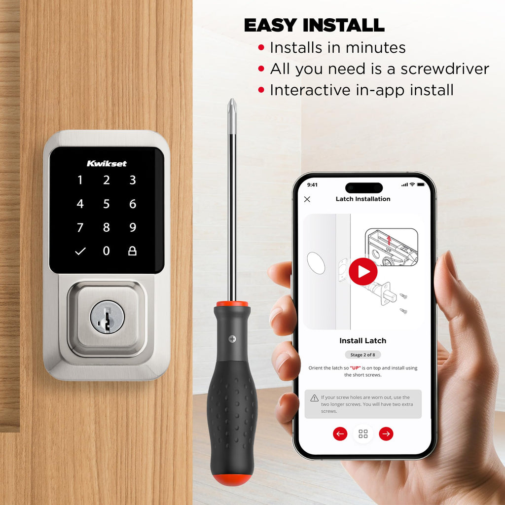 Kwikset Halo Wi-Fi Smart Lock Keyless Entry Deadbolt Touchscreen Satin Nickel