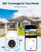 ARCCTV Solar Security Cameras Wireless Outdoor, 4MP 360° View Battery Powered