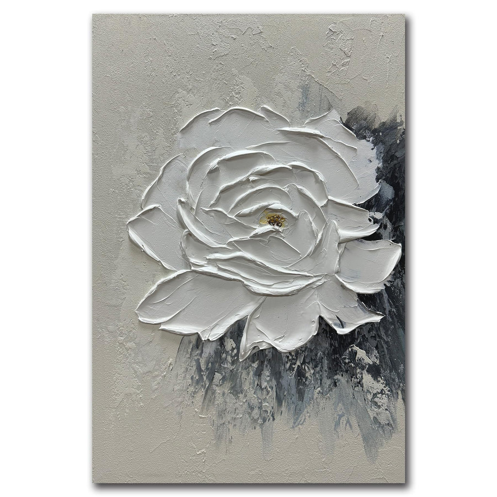 Moshinart 20x27 Hand Painted Oil Painting Black White Abstract Wall Art