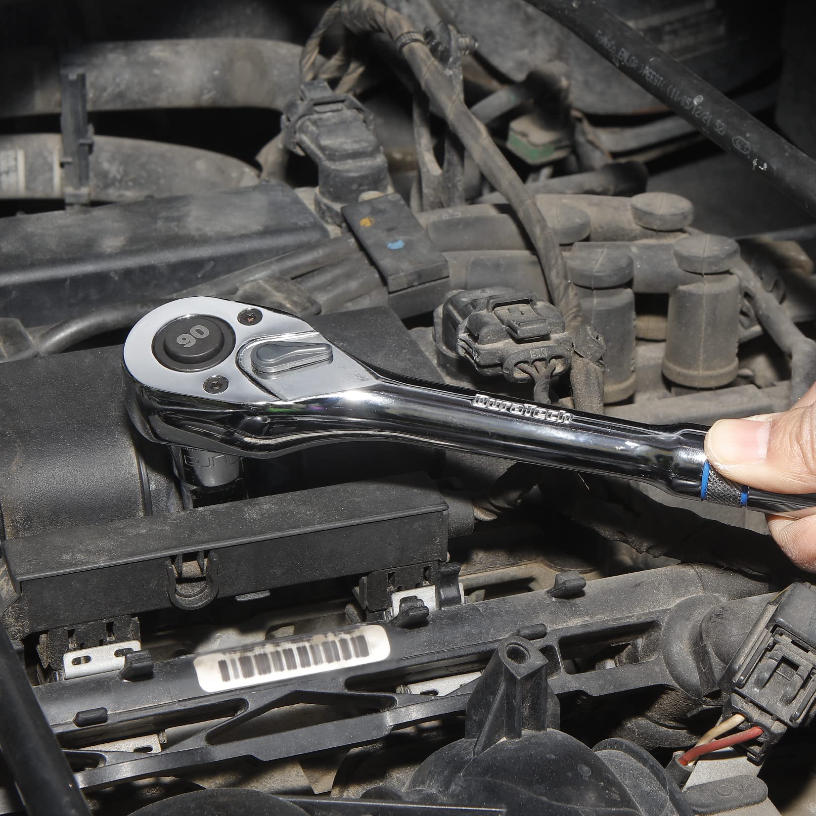 DURATECH 1/2 Inch Drive Ratchet 90 Tooth Quick Release Reversible Wrench Cr-V