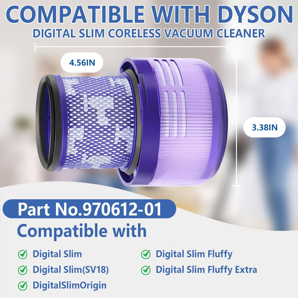 Keluke 3 Pack V9 Filter Replacement Compatible with Dyson Digital Slim SV57 SV18