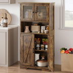 GarveeHome 54 in Tall Bathroom Cabinet, Farmhouse Storage Cabinet with Glass
