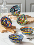 6 Pack HENXFEN LEAD Small Dessert Bowls – 10 oz Boho Ceramic Bowls for Ice
