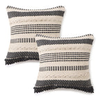 REDEARTH Boho Throw Pillow Covers Set of 2 Woven Tufted Farmhouse 18x18