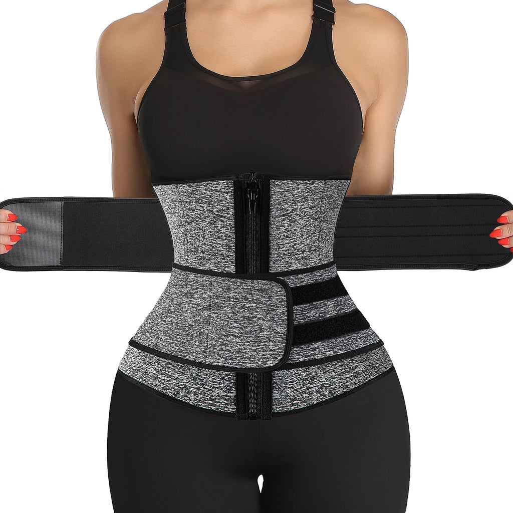 KIWI RATA Neoprene Sauna Waist Trainer Corset Sweat Belt with 2 Straps for Women