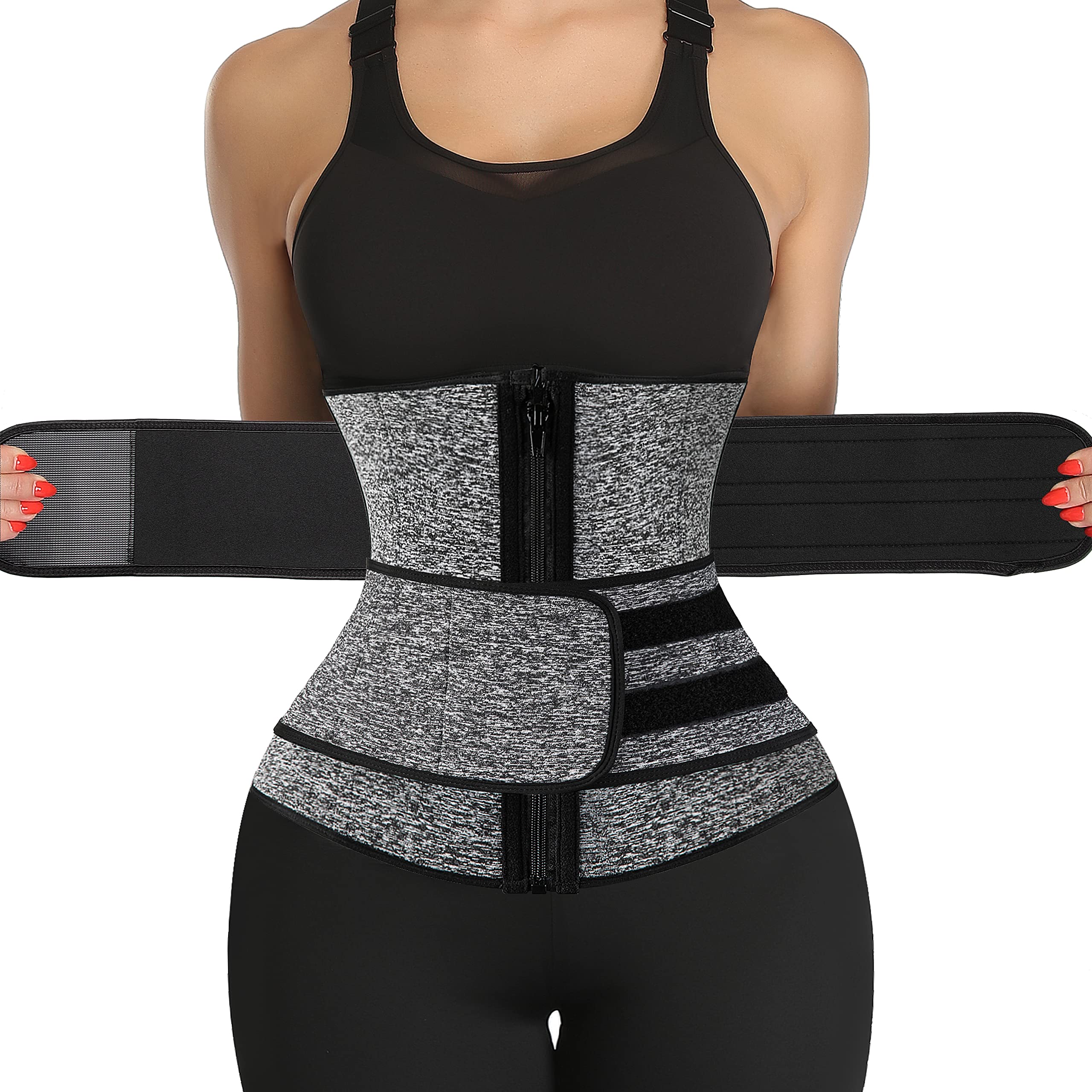 KIWI RATA Neoprene Sauna Waist Trainer Corset Sweat Belt with 2 Straps for Women
