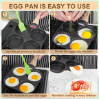 MyLifeUNIT 4 Cup Egg Frying Pan Nonstick Breakfast Skillet Induction Ready