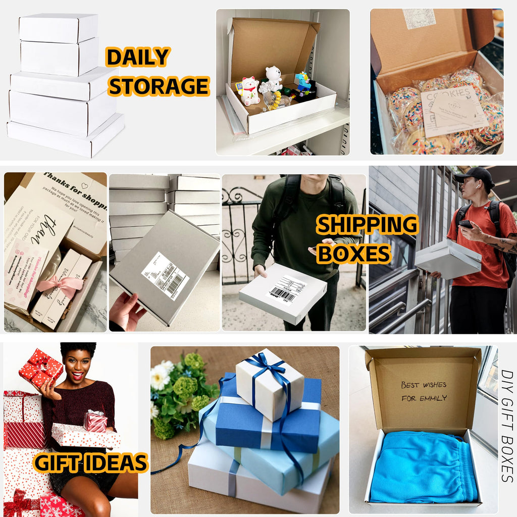 JOWLOT 12x9x6 inch Shipping Boxes Set of 15, White Corrugated Cardboard Box