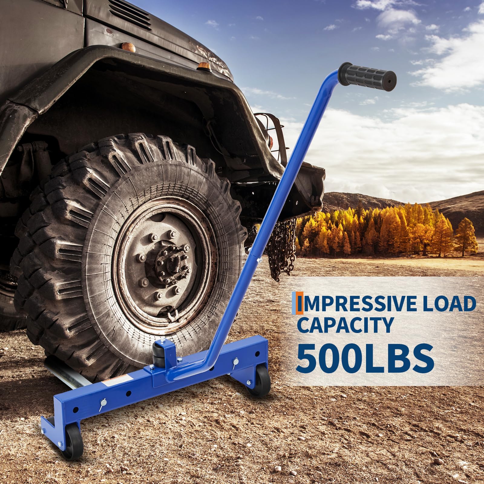 500 LB Heavy-Duty Tire Dolly, Adjustable Wheel Dolly Tire Moving Cart Tool with 12"-24" Roller Spread and Smooth Wheels for Garage, Workshop, Automotive Repair