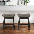 Erste!Bravo Grey Solid Wood Bar Stools Set of 2 for Kitchen Counter Height