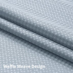 No Hook Shower Curtain w/Snap Liner Mesh Window Fog Blue 72x75 Waffle