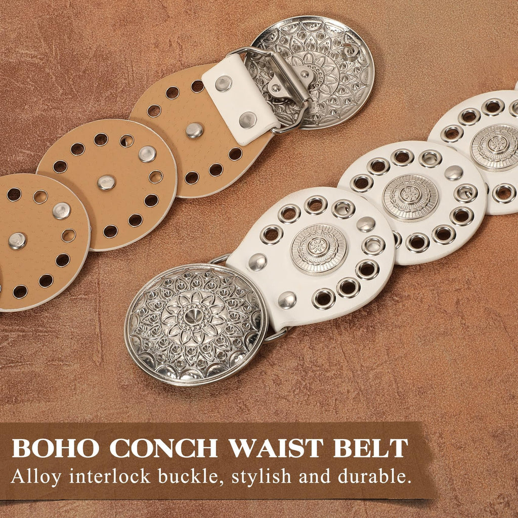WHIPPY Western Belts for Women Vintage Disc Waist Belts Concho Leather Belts