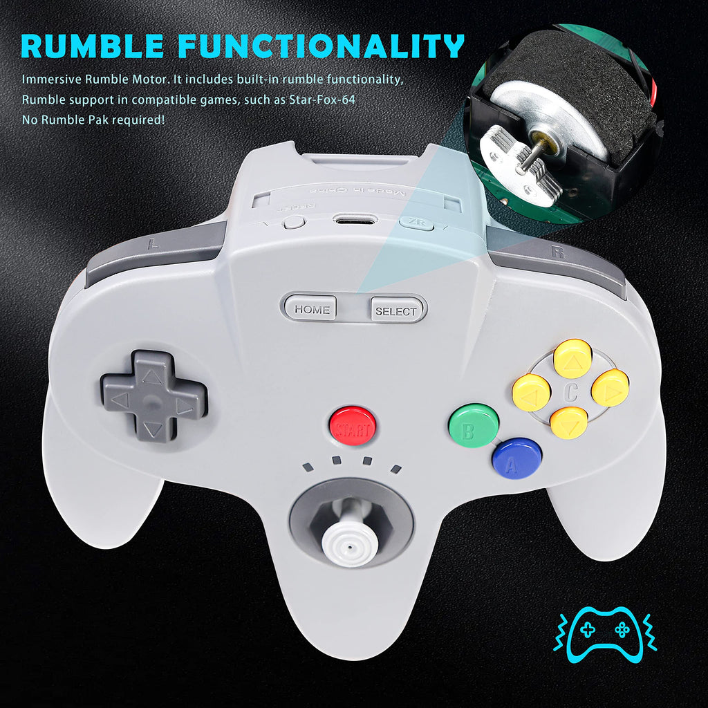 Wireless N64 Switch Online Controller, 2.4 GHz USB & N64 Receiver, Compatible