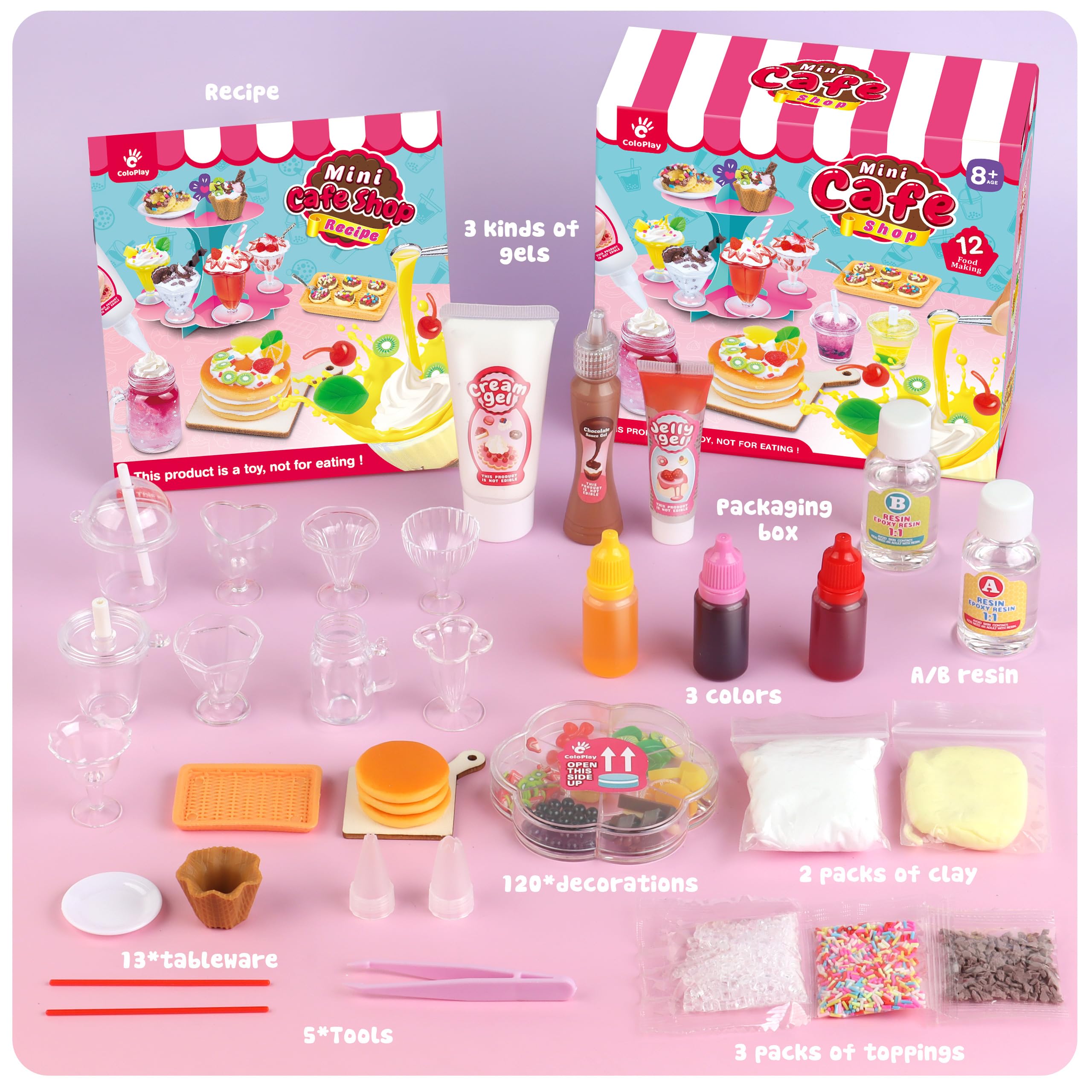 12 Making Miniature Food Toys Set, DIY, Resin Play, NOT Edible, Kitchen Mini