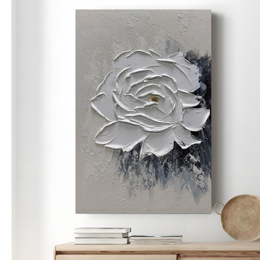 Moshinart 20x27 Hand Painted Oil Painting Black White Abstract Wall Art