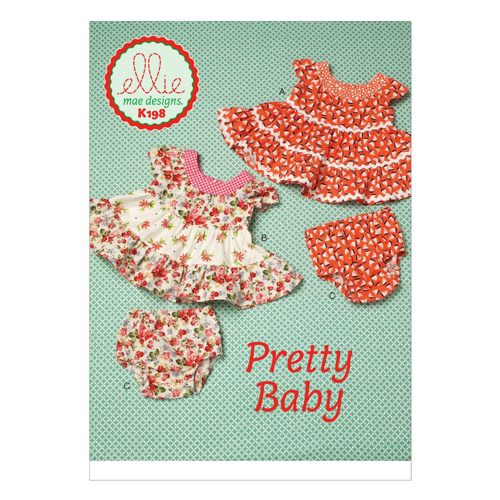 KWIK-SEW PATTERNS K0198 Baby Dresses & Panties, in One Envelope (S - XXL)