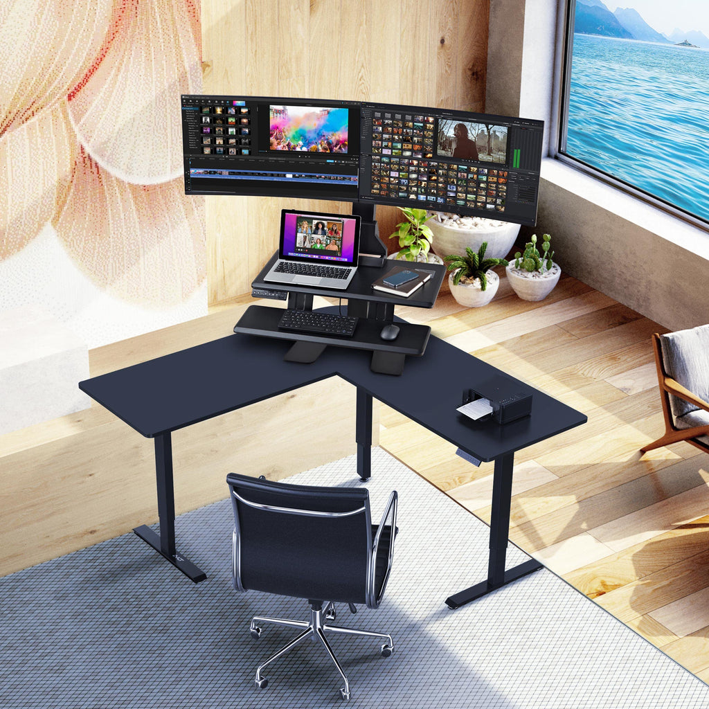 AVLT Electric Standing Desk Converter Triple 32" Monitor Sit Stand Riser
