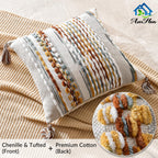 AmHoo Set of 2 Chenille Striped Textured Boho Throw Pillow Covers Aesthetic with