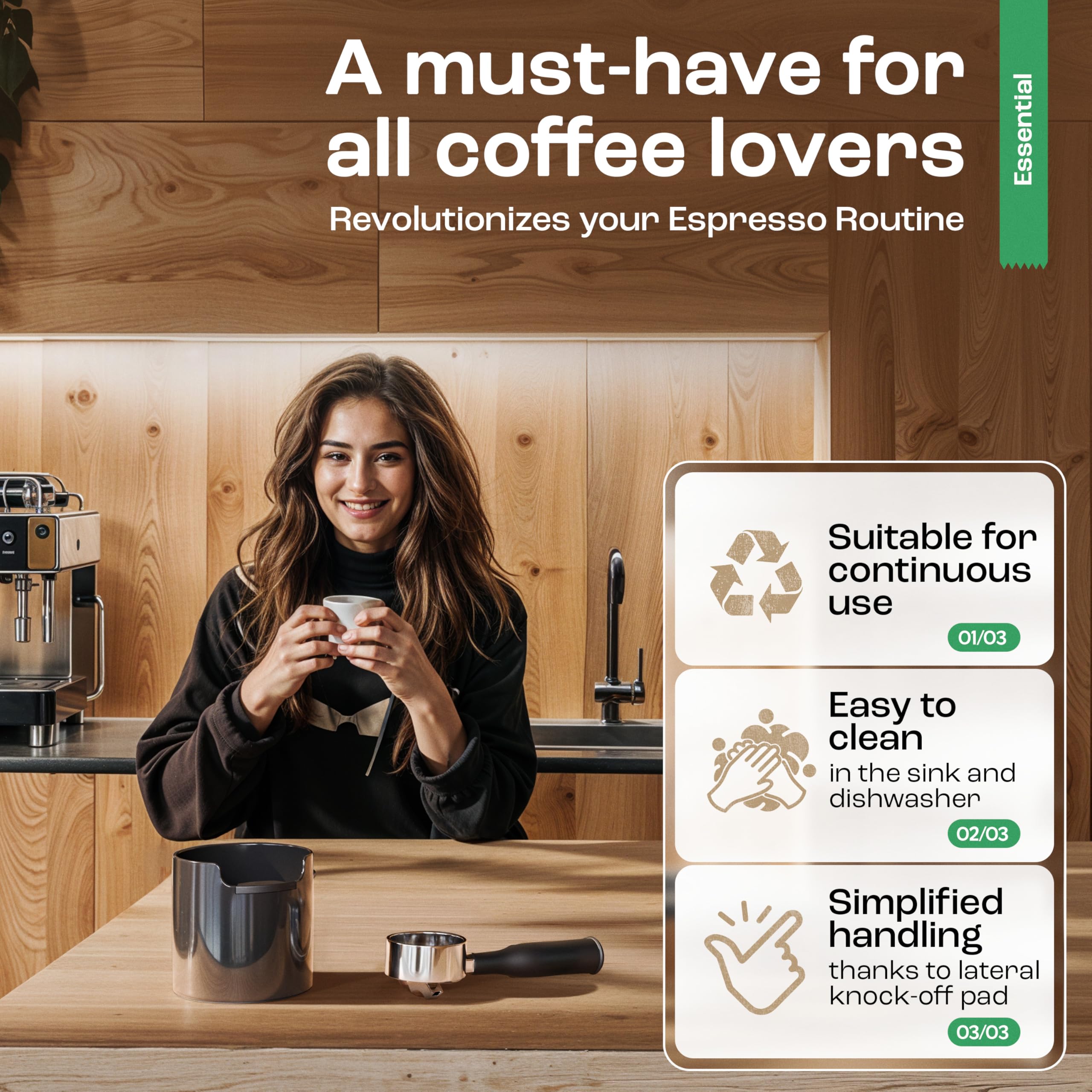 homeffect Knock Box for Coffee Grounds - Innovative Barista Accessory with