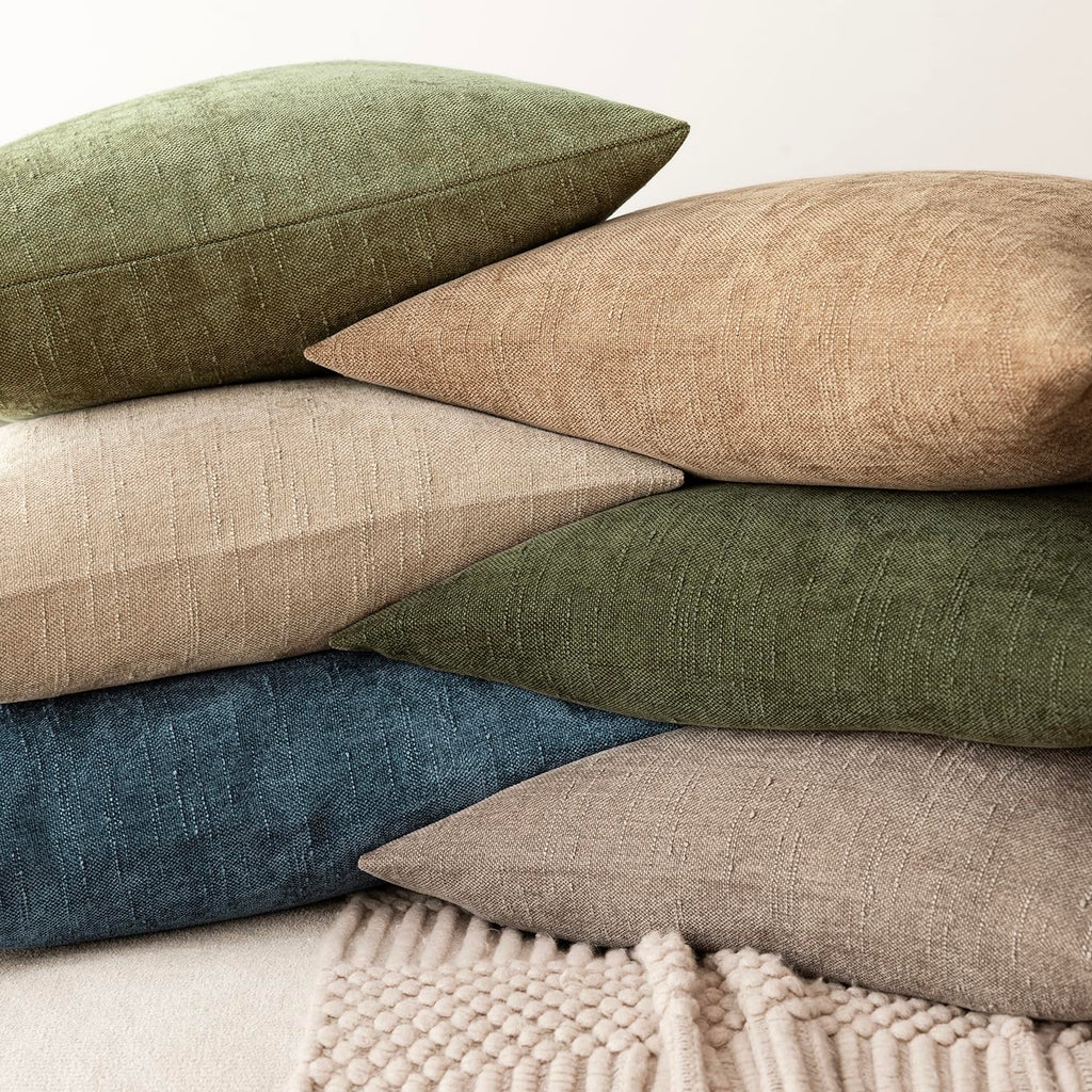 Foindtower Set of 2 Textured Chenille Throw Decorative Pillow Covers Square