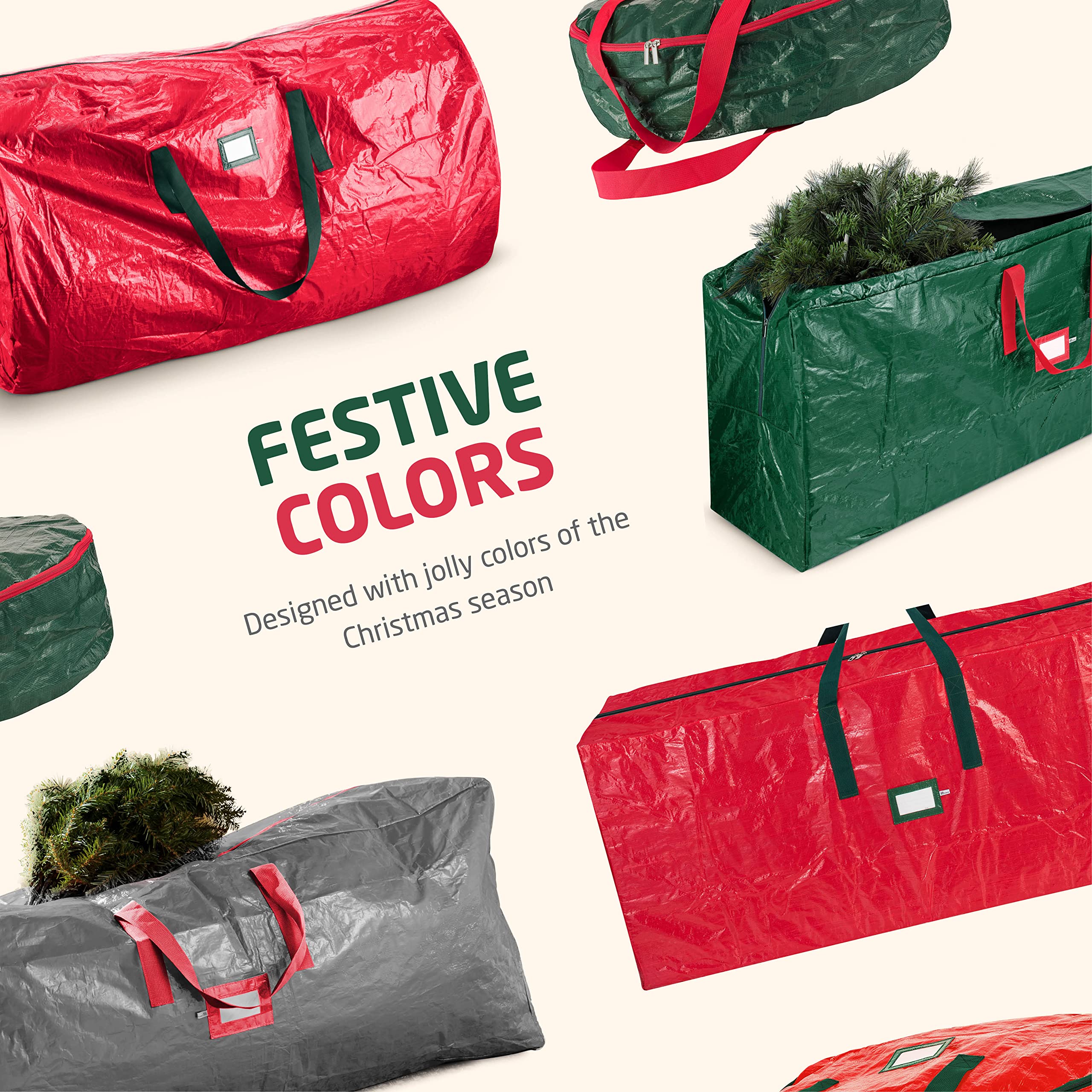ZOBER 9FT Christmas Tree Storage Bag Waterproof Durable Handles Red