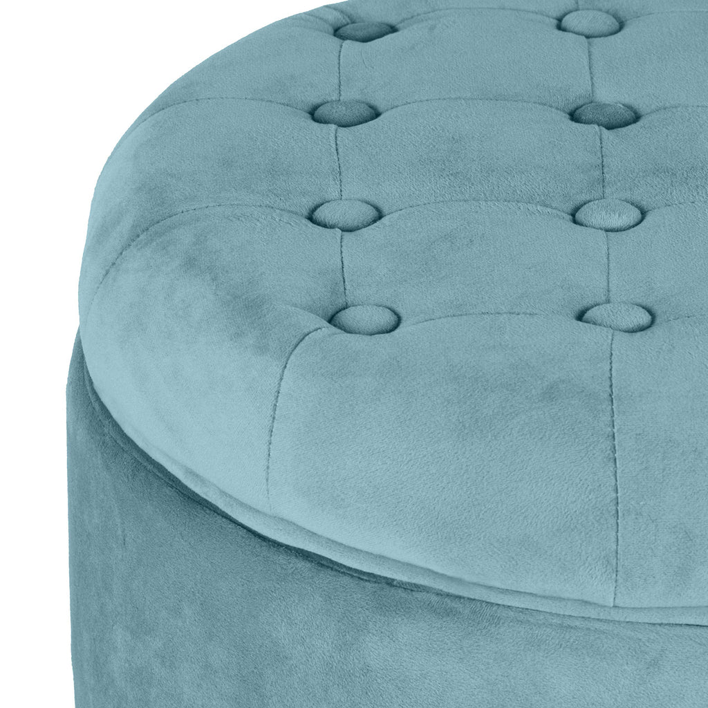 Homepop Round Velvet Tufted Ottoman Upholstered Foot Rest Accent Stool