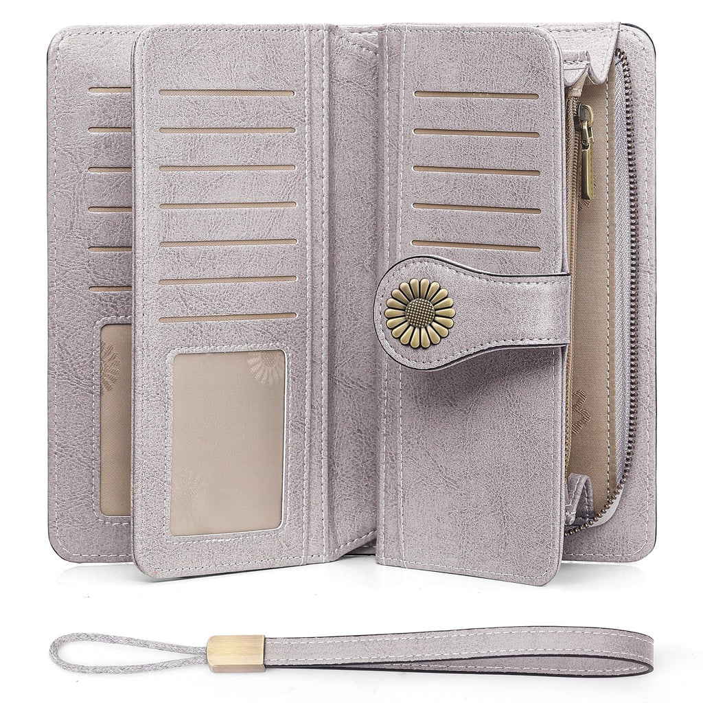SENDEFN Wallets for Women Leather Credit Card Holder with RFID Blocking Large