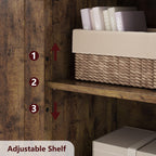 GarveeHome 54 in Tall Bathroom Cabinet, Farmhouse Storage Cabinet with Glass