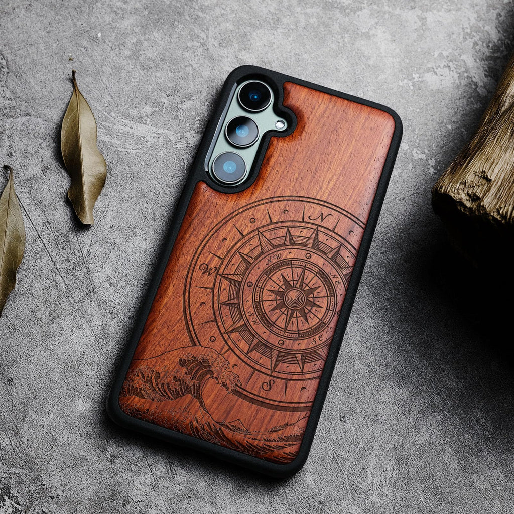 Carveit Wood Case for Galaxy S23 FE - Natural Wood & Black Soft TPU - Shockproof