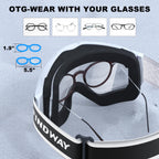 findway Ski Goggles OTG - Over Glasses Snow/Snowboard Goggles for Men, Women &