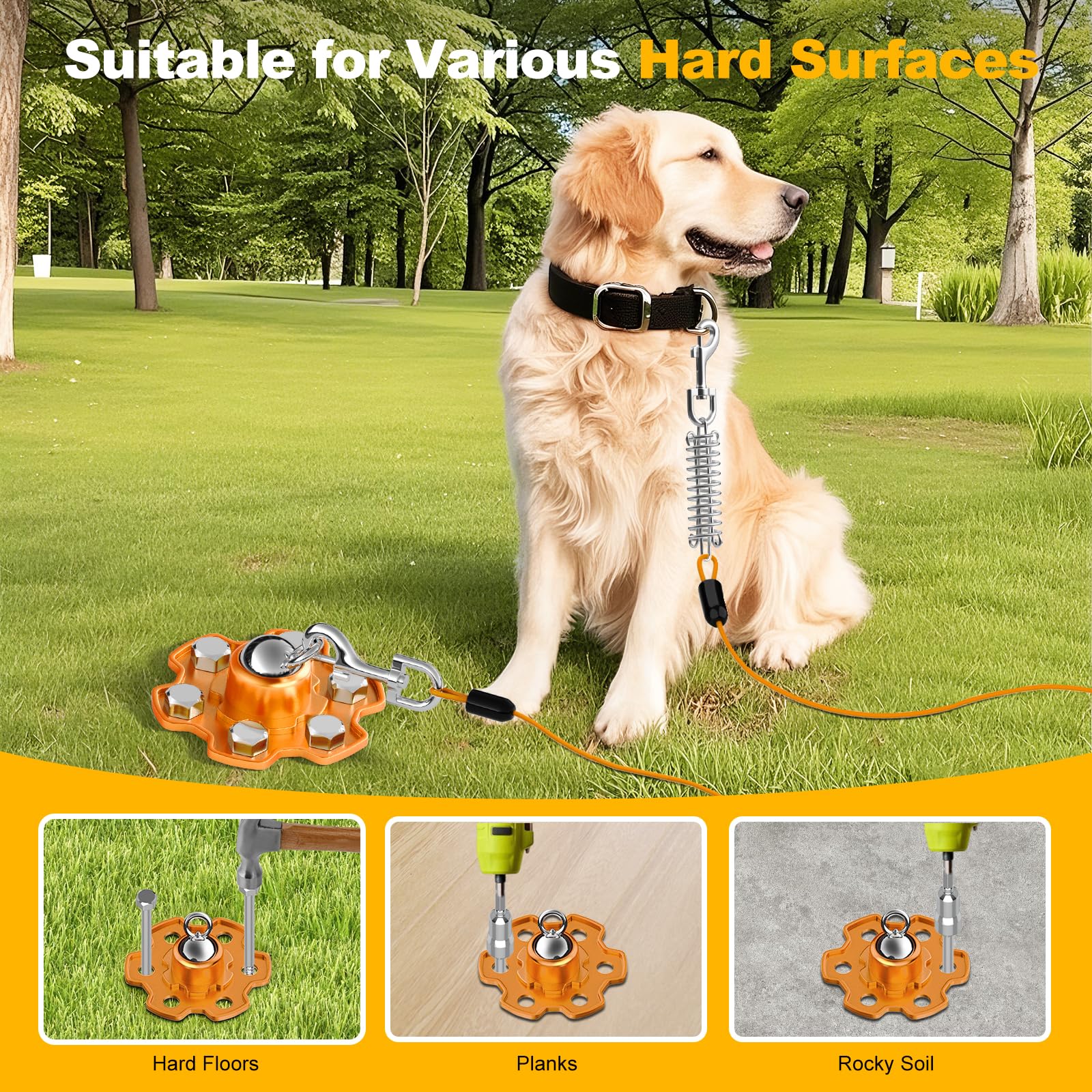 Tivray Dog Tie Out Stake and Cable, 360° Swivel Stake No Tangle, Heavy Duty