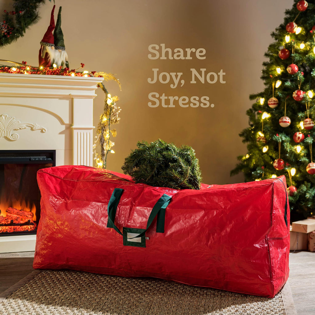 ZOBER 9FT Christmas Tree Storage Bag Waterproof Durable Handles Red